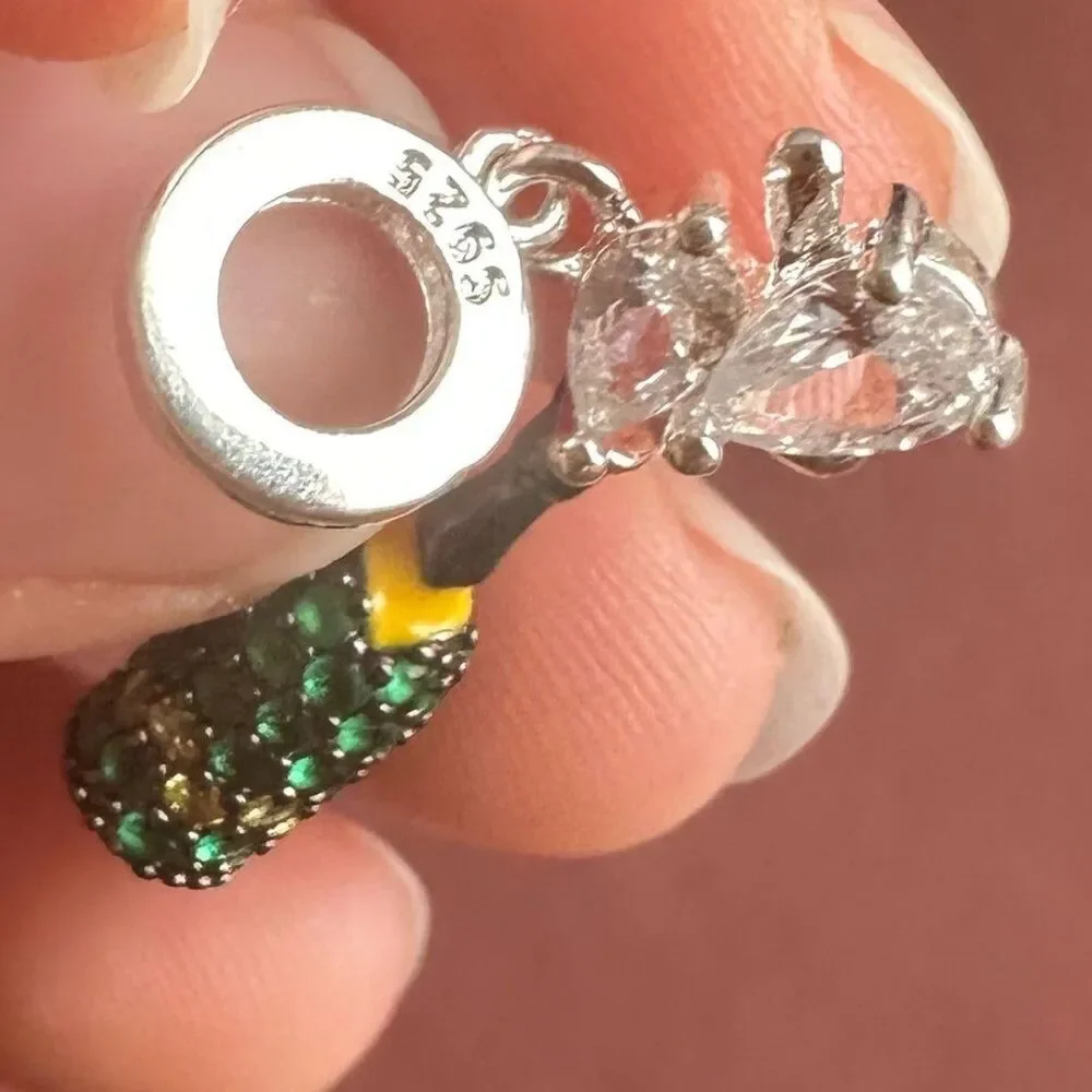 NWOT Champagne Bottle Silver 925 Charm